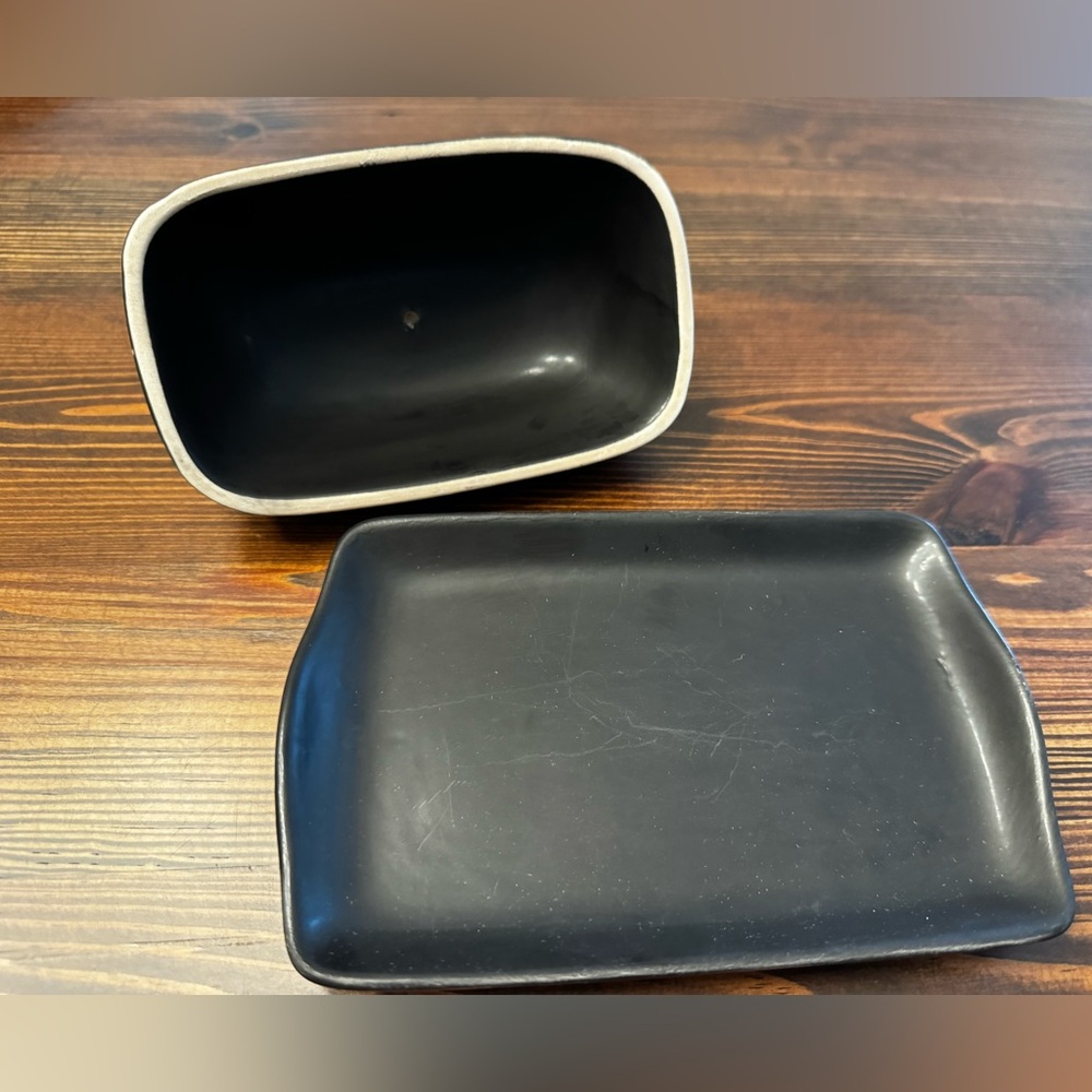 Black Stoneware Butter Dish - Picture 2 of 4